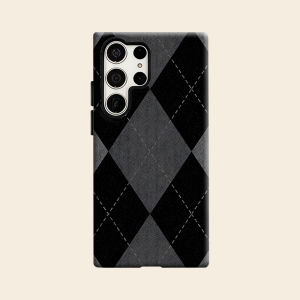 Ốp Lưng Bảo Vệ Toàn Diện Thời Trang Cao Cấp Grey Black Stitch Argyle Cho Samsung Galaxy S26 S25 S24 A56 A36 Plus Ultra - Chống Sốc Chống Xước Chất Liệu Mềm