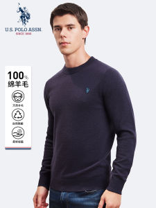 U.S. Polo Assn. Woolen Sweater Mens Pure Wool Sweater Leisure Warm Bottoming round Neck Winter Outwear