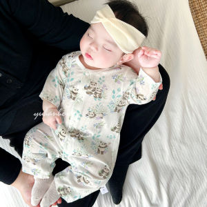 Pure Cotton Baby Rompersuit 0-3 Months Old Autumn Long Sleeve Thin Style No-Bone Belly Protection Monk Clothes Baby Overalls