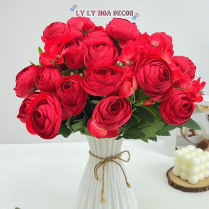 Hoa Trà Điểm Tú Cầu Bó Hoa Cắm Giỏ Trang Trí Tiệc. Hoa Lụa Decor