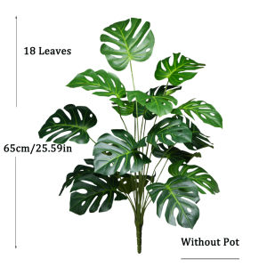 40-65cm Large Artificial Monstera Tree Fake Palm Plants Plastic Turtle Leave Tropical Green Palm Leaf For Home Garden Shop Decor