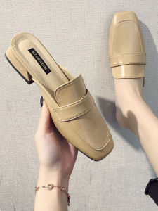 YX | Elegant Headed Womens Clogs Coarse Heel Slip On Shoes Spring Autumn