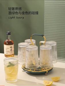 [GIA DỤNG NHÀ BẾP] Giá Úp Cốc Khay úp cốc Tròn Mạ Vàng Đế Màu Xanh Cổ Vịt