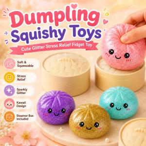 Dumpling Squishy Toy Slow Rising Stress Relief Soft Squeeze Toy Sensory Toy Cute Kawaii Food Squishy For Kids Girls Boys Adults Relaxing Desk Toy Stress Relief Toy Gift Birthday Gift