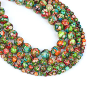 4 6 8 10mm Natural Colorful Sea Sediment Jaspers Turquoises Round Beads for Jewelry Making Diy Bracelets Necklace 15"