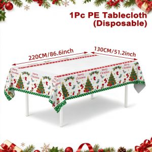 2027christmas Tree Christmas Socks Style Tablecloth Christmas Table Disposable Tablecloth 2d Flat Christmas Partydecoration