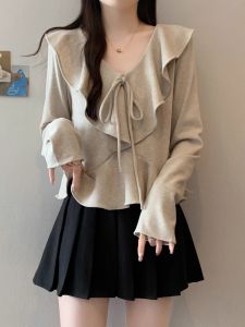 AIYITI | French Ruffle V-Neck Oversized Womens Blouse