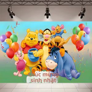 Beast Kingdom | Winnie The Pooh Chủ Đề Tiệc Sinh Nhật Phông Nền Cho Bé Trang Trí Biểu Ngữ Trẻ Em Kỷ Niệm 1 Năm Phòng Thu Chụp Ảnh Chân Dung Nền Chất Liệu Vinyl