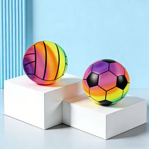 22 cm Rainbow Gradient Bouncy Ball for Kids PVC Inflatable Play Ball Outdoor Beach & Playground Toy