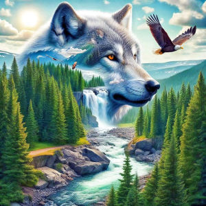 Huacan Full Diamond Painting Wolf Forest Diamond Mosaic Animal Landscape New 2026 Rhinestone Pictures