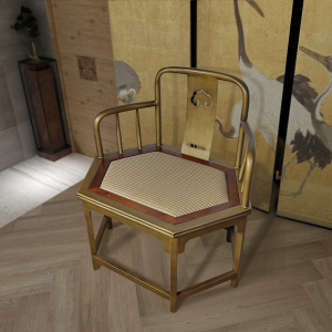 New Chinese Style Hexagonal Metal Luxury Chair Meditation Zen Living Room Hexagonal Gold Ring Chair Iron Alloy Artistic Design