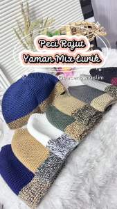 Baceno Kopiah Rajut Mix Lurik Model Yaman Benang Katun Tebal Lembut Ukuran Dewasa