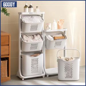 Goody Laundry Basket With Wheels Bathroom Clothes Storage Household Bathroom Storage Shelf Hamper Laundry Basket Dirty Clothes Basket Dirty clothes Storage