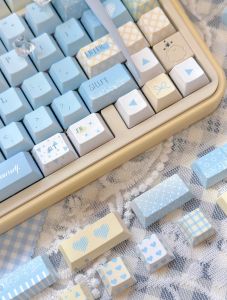 Wy Mechanical Keyboard Keycaps Blue Seven Points Five Sided Heat Sublimation Personality Customizable Height Ergonomic PBT