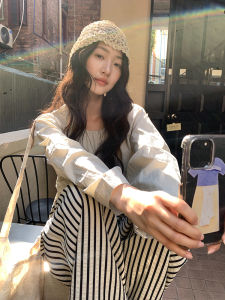 Pure Color Long Sleeve round Neck Loose Womens Shirt Autumn 2025 New Style French Style Shirt Elegant Top Fashion Sensation