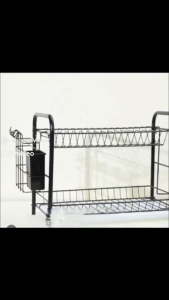 HOMS Kitchen Dish Rack SUS 304 Black Dish Drainer Storage Rack Rak Pinggan Cutlery Board Holder