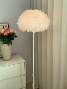 Simple Style Cream Rose Lampshade Stand Light  Modern Livingroom Bedroom Vertical Decoration E27