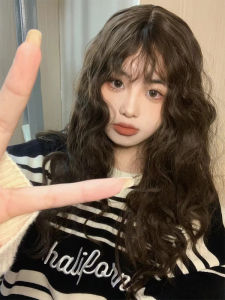 Womens Long Hair Wig Natural Wool Curl Full Head Cover Simulated Realistic Hair Extension Middle Part No Bangs Lolita Style