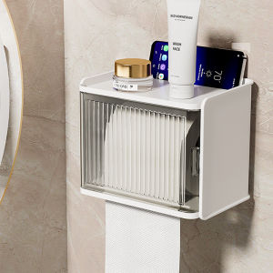 Transparent Waterproof Bathroom Tissue Holder Wall Mounted Toilet Paper Roll Stand Nordic Style Pure Color Paper Towel Box