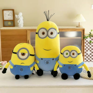 30cm Minions Movie Periphery Yellow Plush Bob Plush Stuart Stuffed Toys In Jeans Soft Dolls Pillow Decoration Children Birthday Gift