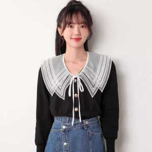 Fashionable Small Shawl Collar Lace Cloud Shoulder Fake Collar for Women All-Match Stylish Coat Neck Decoration Anti-Light