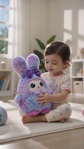 MIRA Smart Companion Emotional Chat & Comfort Plush Rabbit with Bow Symbolizing Joy and Happiness.