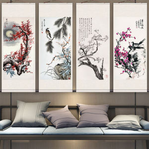 ภาพม้วนผ้าไหมติดคิ้วภาพแขวนภาพวาดจีนภาพตกแต่งดอกเหมยภาพติดผนังห้องรับแขกสำนักงานภาพทางเข้าบ้านฮวงจุ้ย