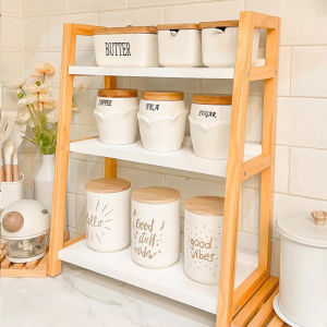 Design Rabbit Wooden Kitchen Storage Rack Multi-functional Multi-layer Spice Sauce Vinegar Organizer Bamboo Material Stand
