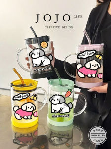 Large Capacity Glass Cup High Temperature Resistant Worker Water Cup JOJOS L. PD.Slave Modern Simple Style with Straw Home Use
