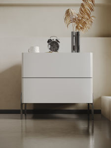 Italian Minimalist Creme Style Nightstand with Wireless Charging and Lighting