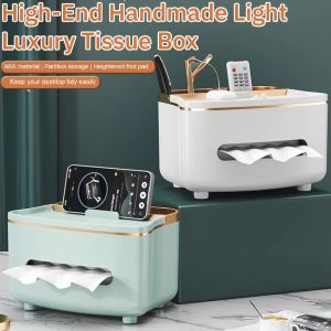 High-End Handmade Light Luxury Tissue Box Large Capacity Office Table Paper Container轻奢纸巾盒