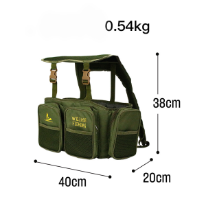 WEIHE 317#Carp Sea Fishing Green Harness Bag Pack Rucksack Converter Pocket for All Seat Box Tackle Boxes Two-Layer