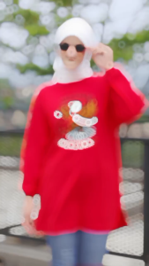 Forever Cloth Kaos Oversize Wanita Lengan Panjang Kerut Motif Garuda Indonesia Katun Premium