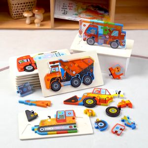 3D Engineering Vehicle Traffic Wooden Enlightenment Early Education Three-Dimensional puzzle
