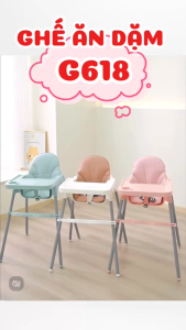 Ghế Ăn Dặm Cho Bé Bệ Ngồi Cố Định 2 Mức Chỉnh Chiều Cao Vừa Tầm Bàn Ăn Người Lớn V-BABY G618