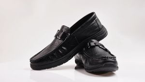 ALVIN Mens Leather Shoes Loafers Black Casual Driving Shoes