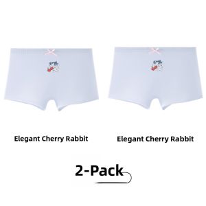 Miiow | Breathable Childrens Underwear Girls Developmental Period Flat Angle Pants Comfortable Elastic Waist Cotton Lining Four Corners