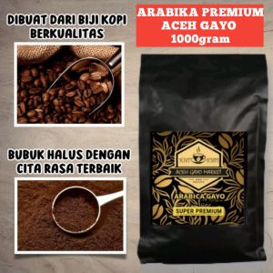 Kopi Aceh Gayo Arabika Premium 1kg Coffee Bean Bubuk Halus Murni oleh-oleh dari Toko Banda aceh.