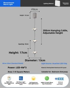 Designers Light | Italian Minimalist Crystal Ambiance Decorative Multiple Head Small Chandelier