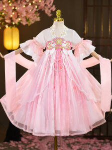 Summer New Style Fairy Tale Girl Cheongsam Dress Childrens Tang Suit Skirt for Girls Ages 2-14 Thin Polyester Fabric Floral Pattern