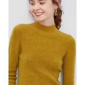 Autumn Winter Thickened Cashmere Knitted Sweater Womens Half High Collar Woolen Top Fashionable Inner Wear Base Layer Shirt
