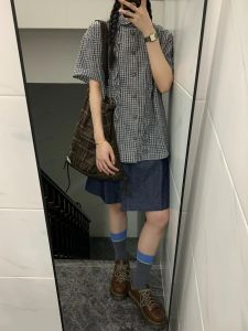 Váy Ngắn Chữ a Cạp Cao Bằng Vải Lanh Han Han Một Mảnh Cho Nữ Mùa Hè Cổ Điển Quần Short Nhỏ Quần Áo Làm Việc