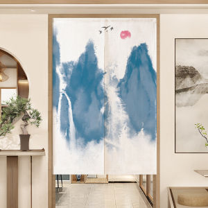 New Chinese Style Door Curtain Bedroom Blocking Curtain Bathroom Split Hanging Curtain Kitchen Half-length Door Curtain No Punching Short Curtain