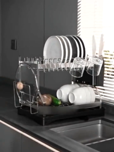 XTEN 304 Stainless Steel Dish Rack with Drainer Plates Organizer Rack Dishes Draining Rack Kitchen Racks Organizer