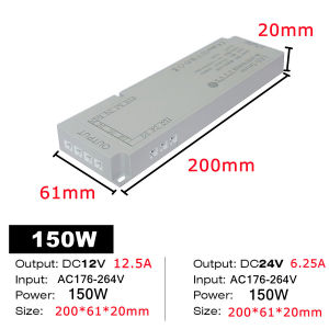 150W AC DC Transformers EU/US Plug 220V To 12V 24V Switching Power Supply Home Lighting Cabinets Wardrobes Light Strip Dimming