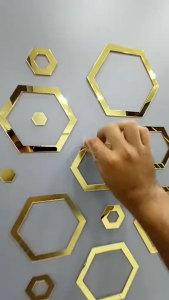Acrylic Hexagon Mirror Wall Decor Hexagon Acrylic Mirror Stickers Geometric Mirror Wall Decor