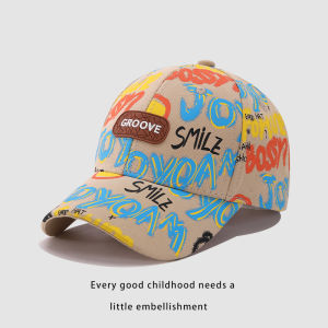 Childrens Graffiti Sun Hat Spring Summer Baseball Cap Boys Girls Durable Cotton Wide Brim Hat Fashionable Shade Cap