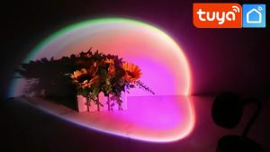Tuya Smart Led Sunset Projector Lamp Smart Life App IR Remote Control RGB Atmosphere Spotlight Night Light for Party Photography