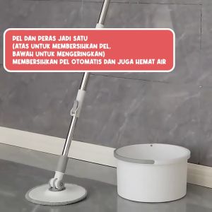Angola Pel Putar Otomatis Tanpa Peras/Spin Mop Single Bucket D23 Alat Pel Otomatis Kering/Alat Pembersih Lantai Kering Basah dengan Satu Ember