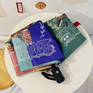 Japanese Anime One Piece Automatic Sun Umbrella Sun Umbrella Sun Umbrella Foldable Black Glue Sauron Luffy Sun Protection Female